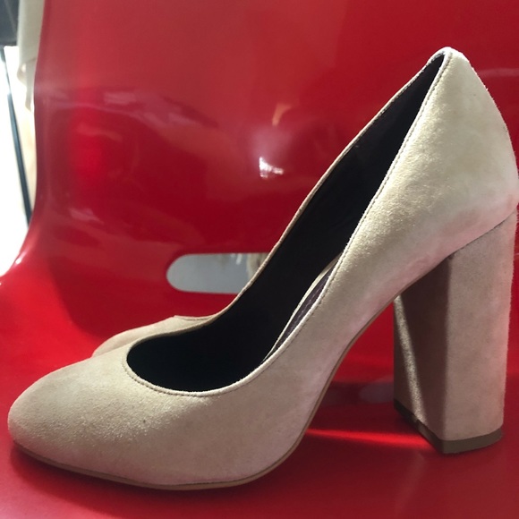 BCBGGeneration Suede Neutral Colored Thick Heel - Picture 2 of 4